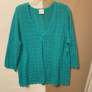 Bedford fair Teal Open Weave Cardigan